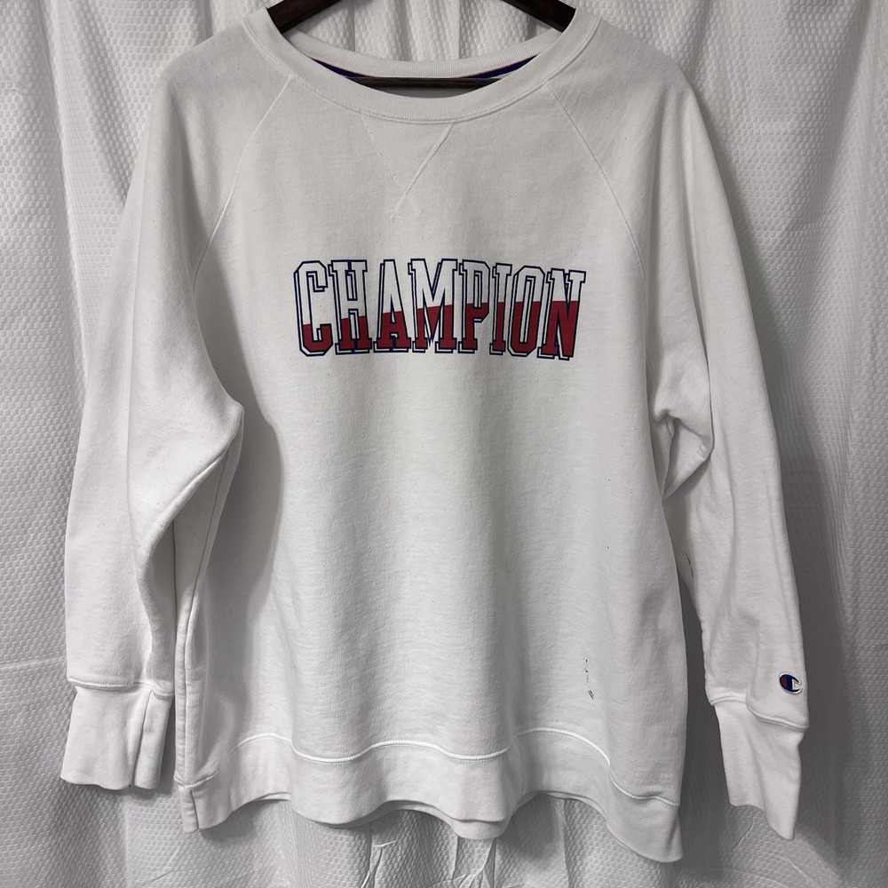 Vintage Champion Graphic Crew Neck Sweatshirt‎ Retro White 3X - READ GC